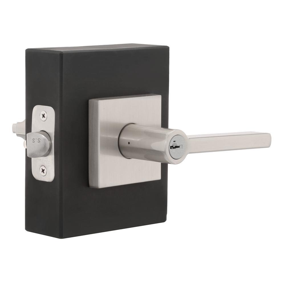 Halifax Square Matte Black Keyed Entry Door Lever - Super Arbor