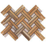 Eternal Birch Brown Basketweave Herringbone Matte Porcelain Mosaic Tile