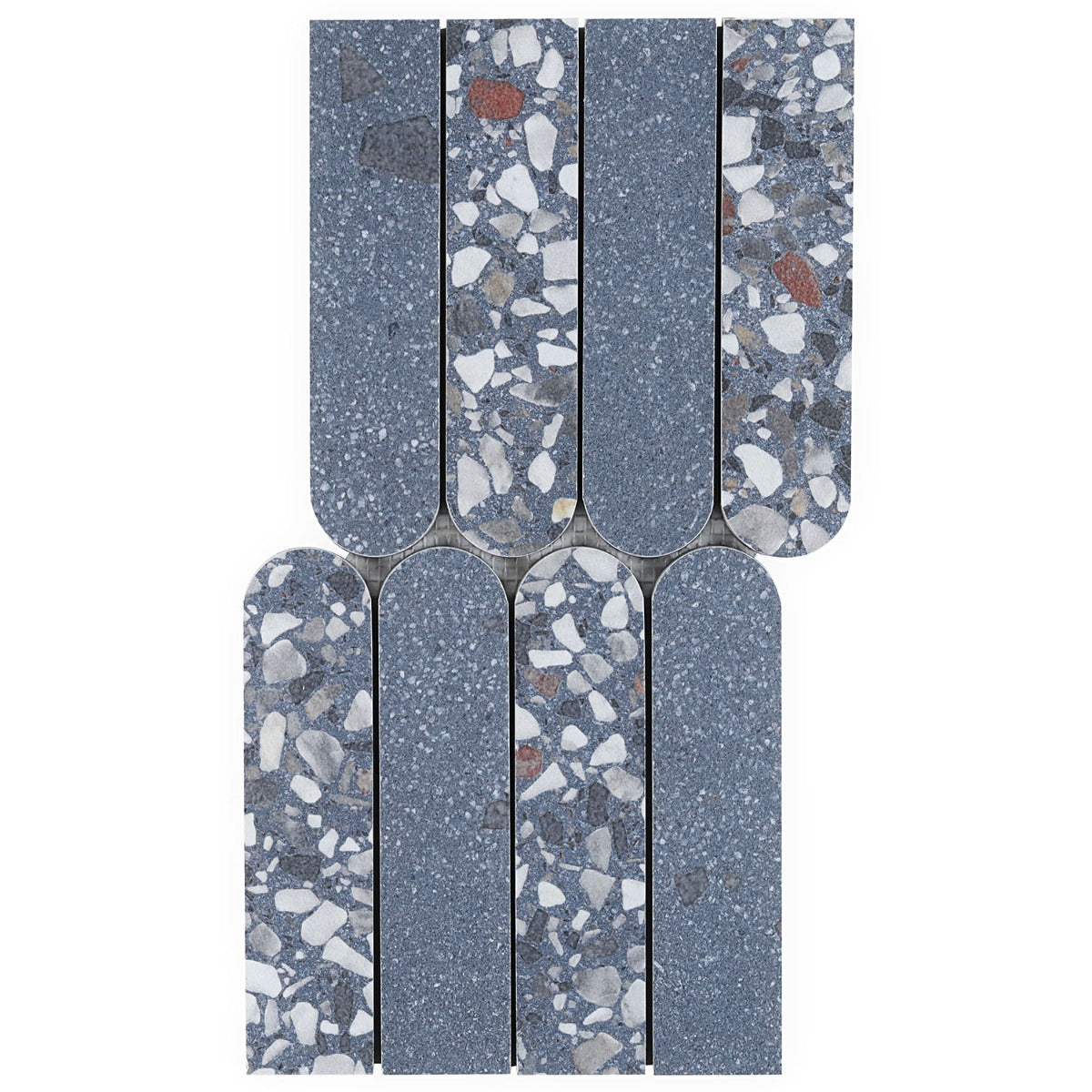 Kobe Fin Ocean Blue Terrazzo Look Matte Porcelain Mosaic Tile - Lux Tile