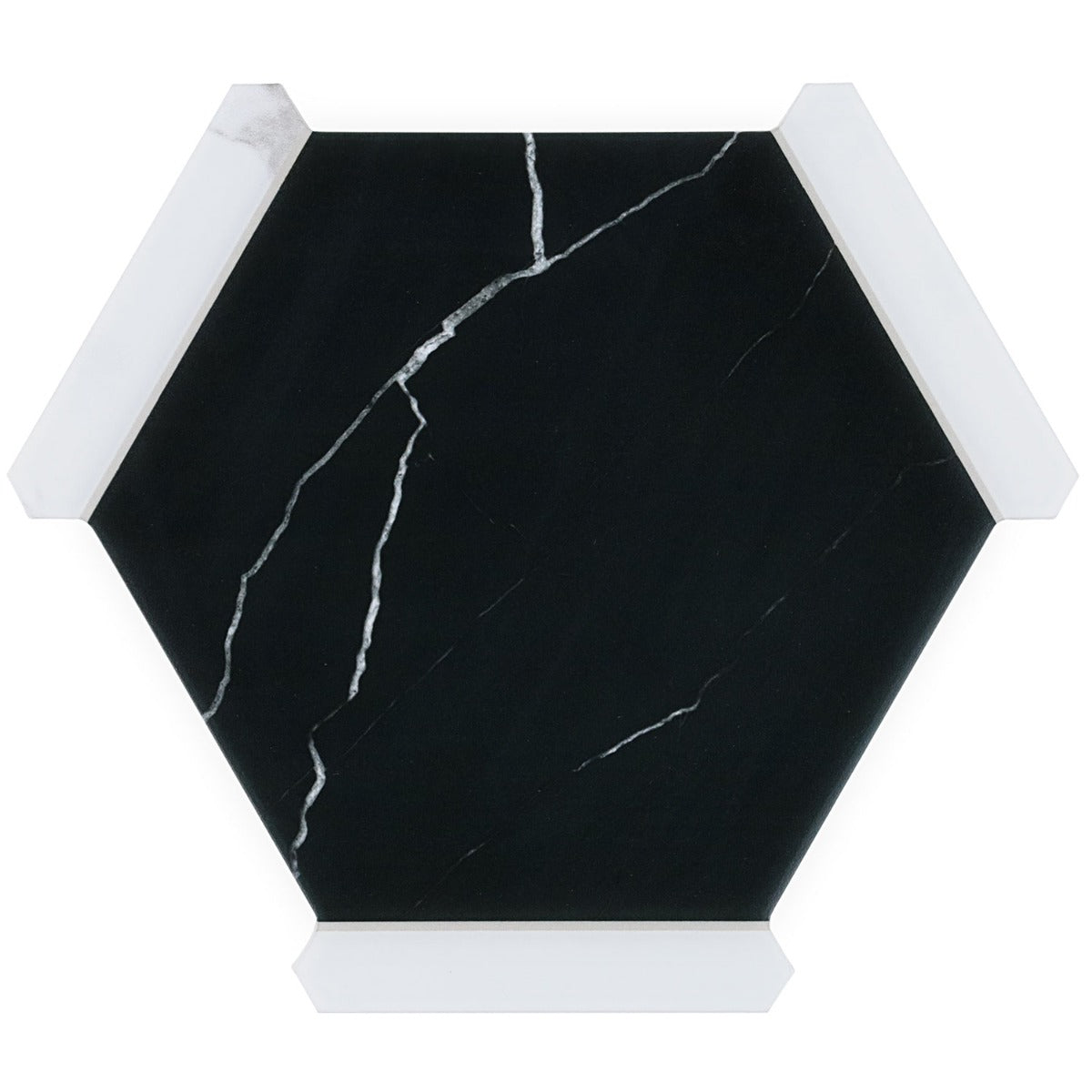 Sagon Nero Black 9" Hexagon Matte Porcelain Tile - Lux Tile