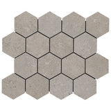 New Rock Fumo Light Gray 3" Hexagon Matte Porcelain Mosaic Tile