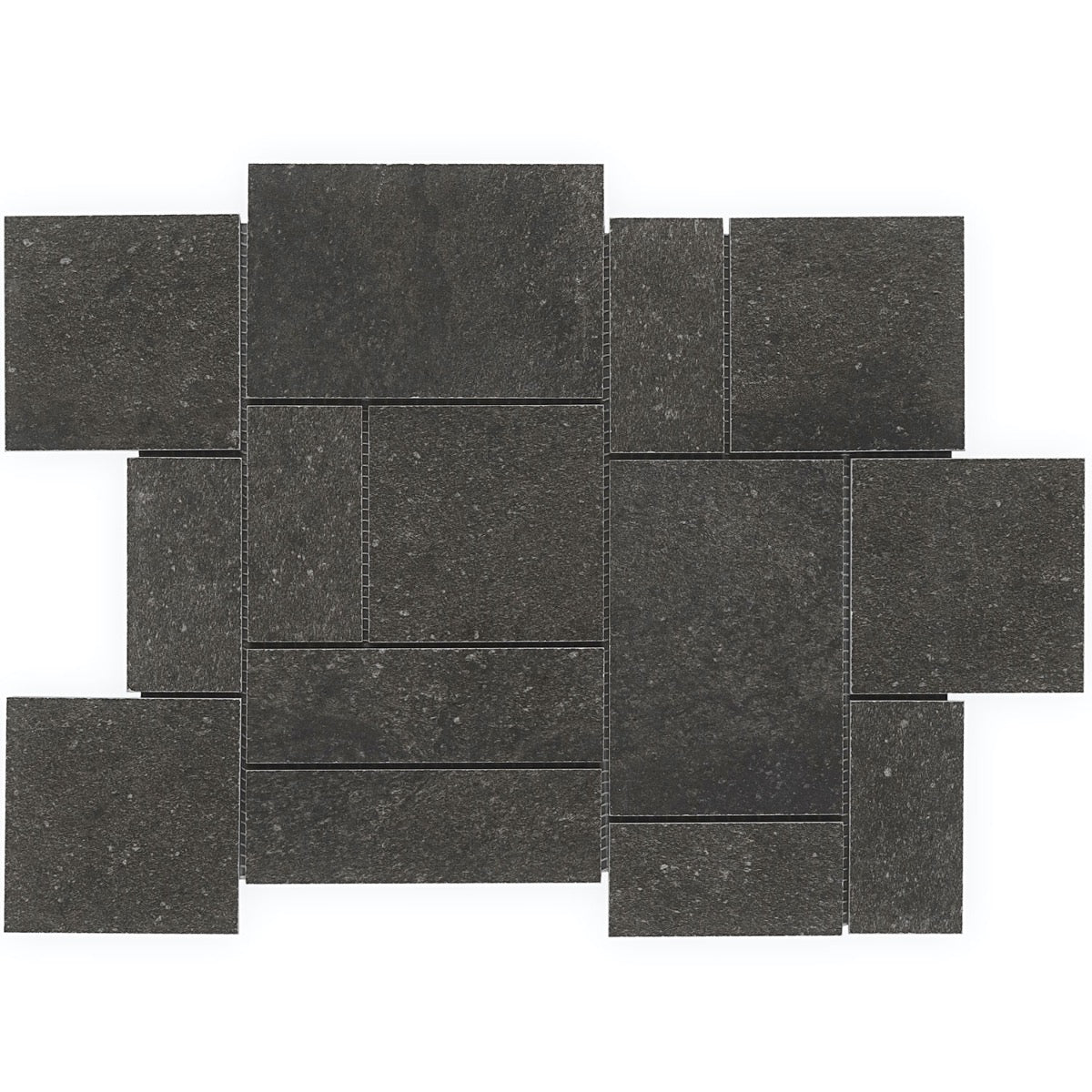 Acadia French Pattern Charcoal Black Matte Porcelain Mosaic Tile - Lux Tile