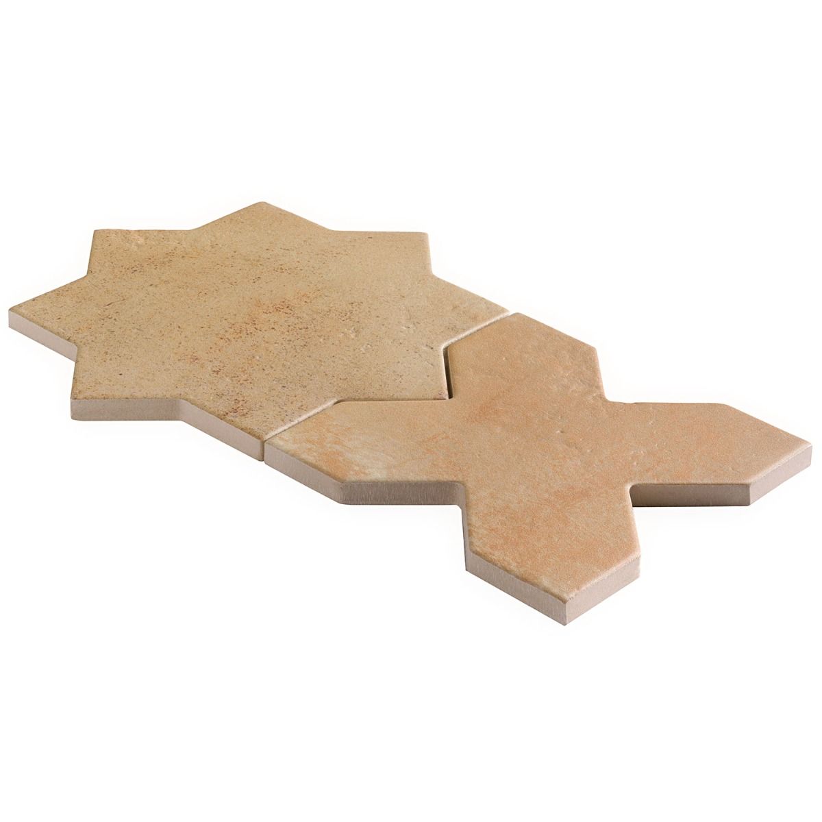 Lux Tile Parma Cotto Brown Matte Star and Cross 6" Terracotta Look Porcelain Tile