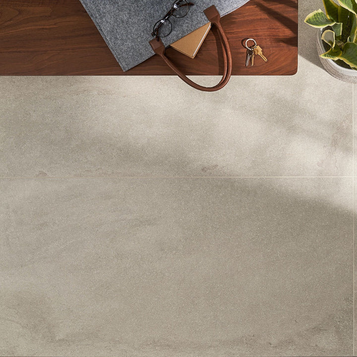 Acadia Linen White 24x48 Matte Porcelain Tile - Limestone Look