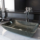VIGO Onyx Handmade Glass Rectangle Vessel Bathroom Sink in Gray Onyx
