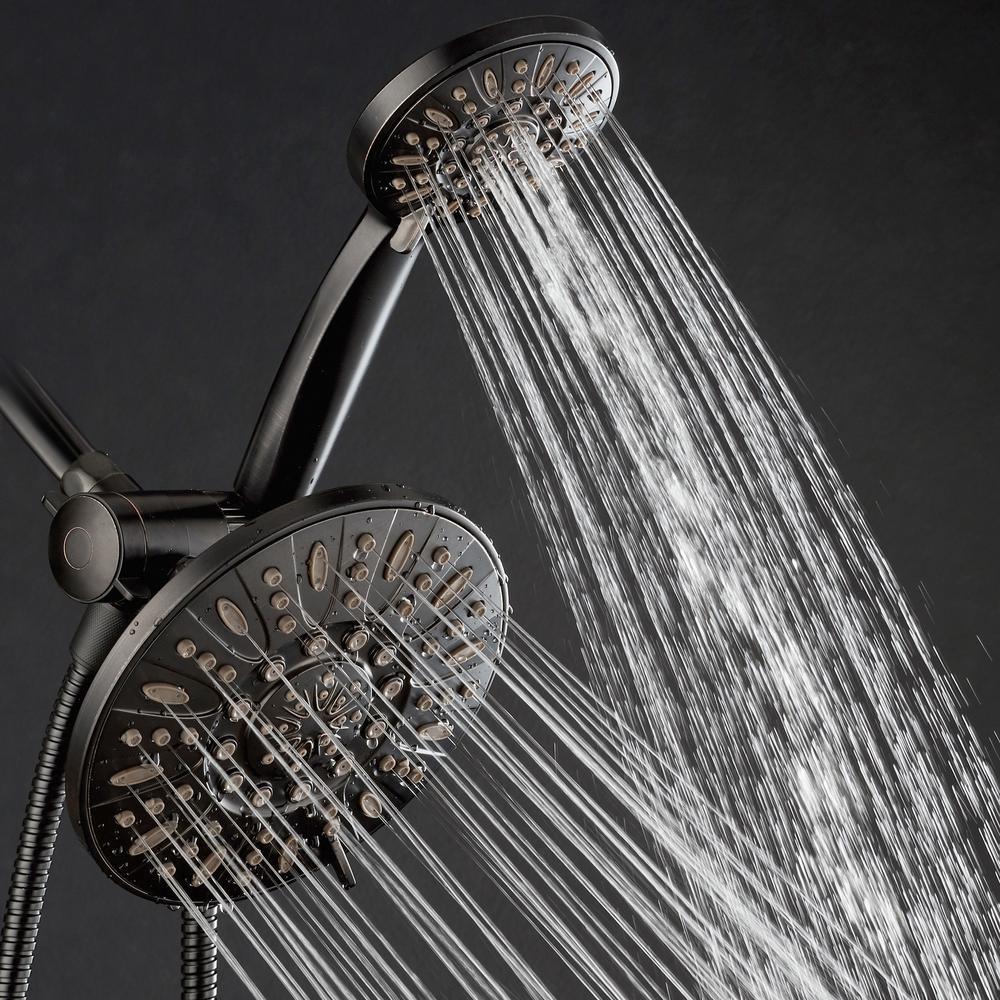 48-spray 7 in. Dual Shower Head and Handheld Shower Head in Oil Rubbed Bronze - Super Arbor
