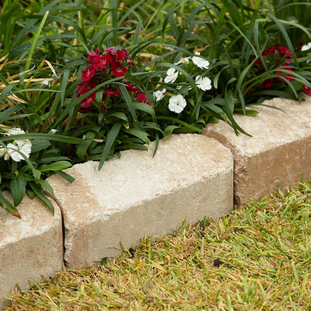 Pavestone RumbleStone 10.5 in. x 3.5 in. x 5.25 in. Cafe Concrete Edger (144 Pcs. / 125 Lin. ft. / Pallet) - Super Arbor