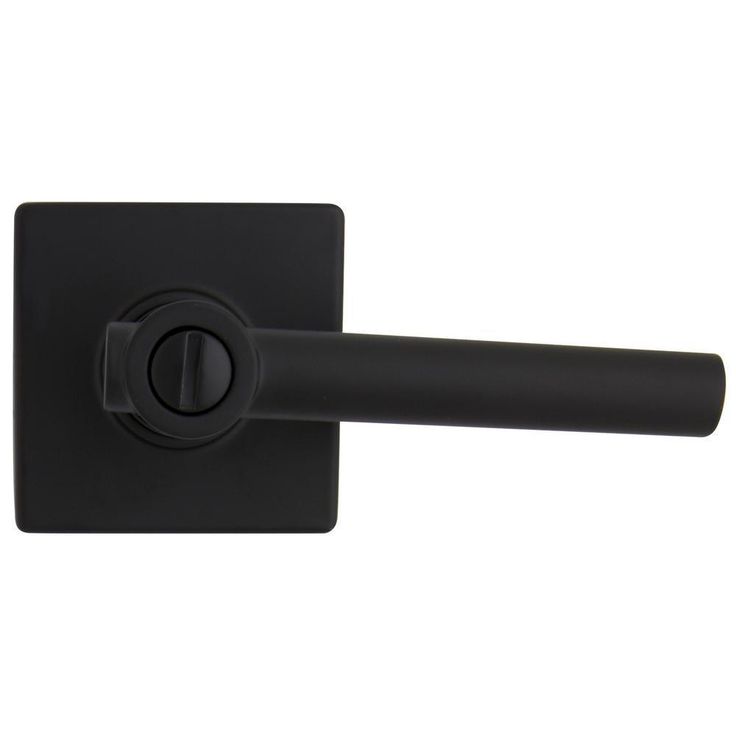 Highland Matte Black Bed and Bath Door Lever with Square Rose