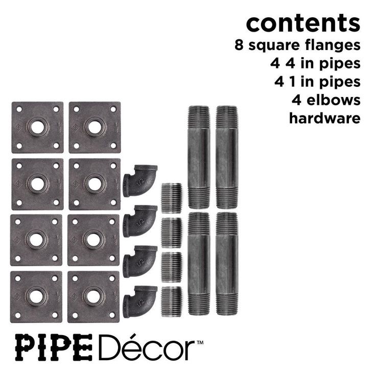 1/2 in. Black Pipe 5.75 in. L Wall Mounted Square Flange Shelf Bracket Kit (4-Pack)