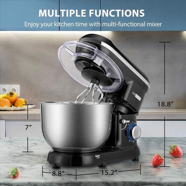 650-Watt 6 Qt. 6- Speed Black Tilt-Head Kitchen Stand Mixer with Beater, Dough Hook and Wire Whip