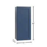 Home Decorators Collection Newport 21 in. W x 12 in. D x 36 in. H Assembled Plywood Wall Kitchen Cabinet in Mythic Blue with Soft Close