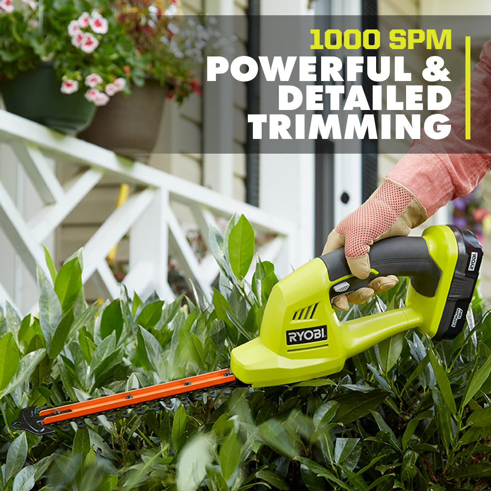 RYOBI ONE+ 18V Cordless Grass Shear and Shrubber Trimmer with 1.3Ah Battery and Charger
