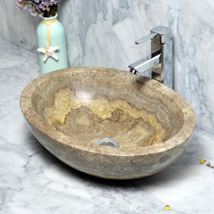 Katelyn Vessel Sink in Travertine