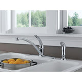 Foundations Single-Handle Standard Kitchen Faucet with Side Sprayer in Chrome - Super Arbor