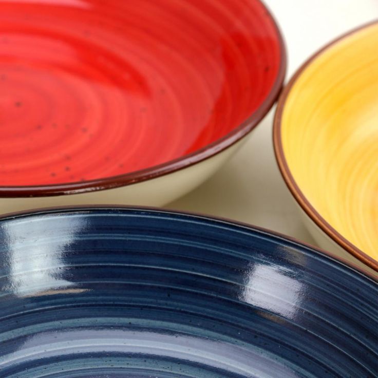 12.05 oz. Assorted Colors Stoneware Pasta Bowls (4-Piece)