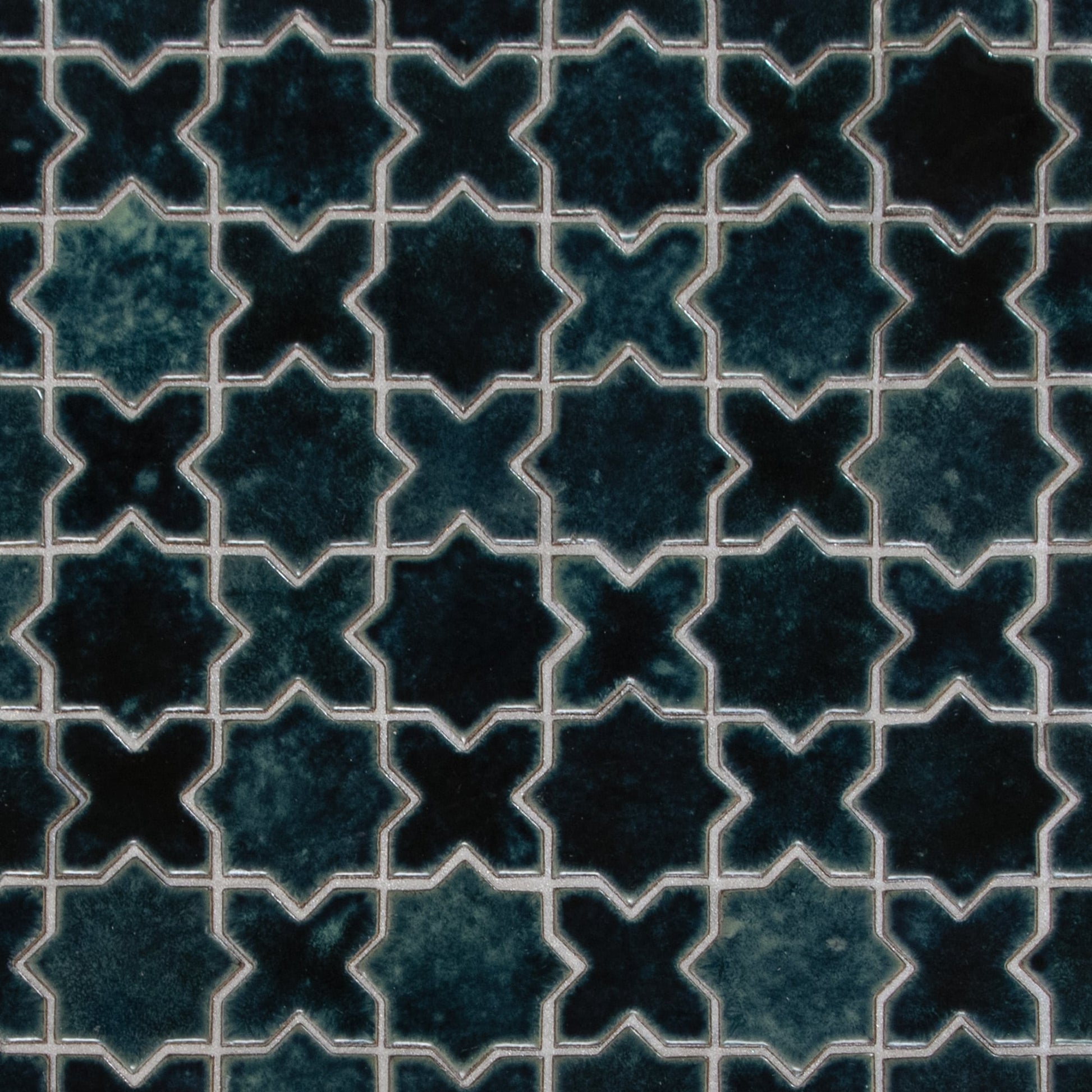 SUNWINGS Star and Cross Blue 12-in x 12-in Glossy Ceramic Handcrafted look Mosaic Wall Tile product image