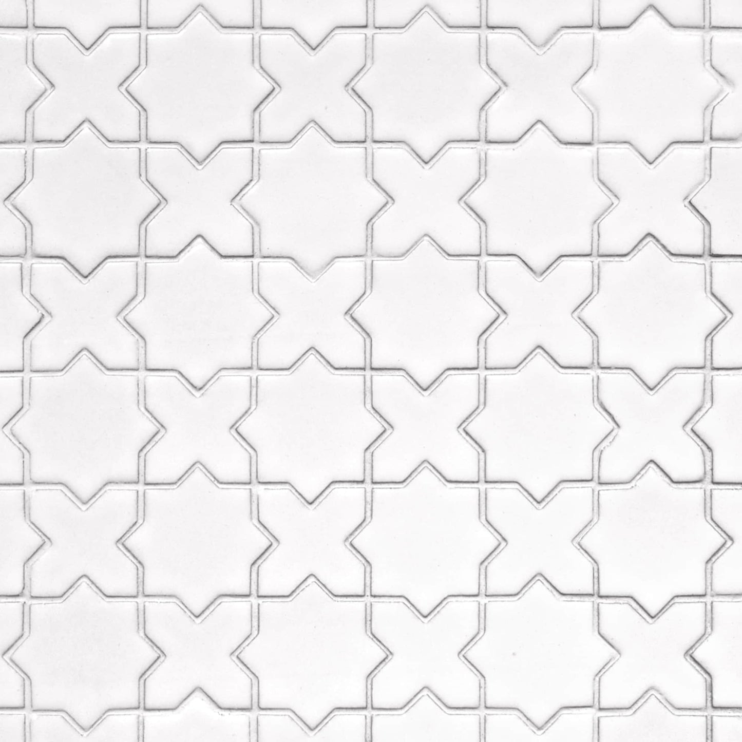 SUNWINGS Star and Cross White 12-in x 12-in Glossy Ceramic Handcrafted look Mosaic Wall Tile product image