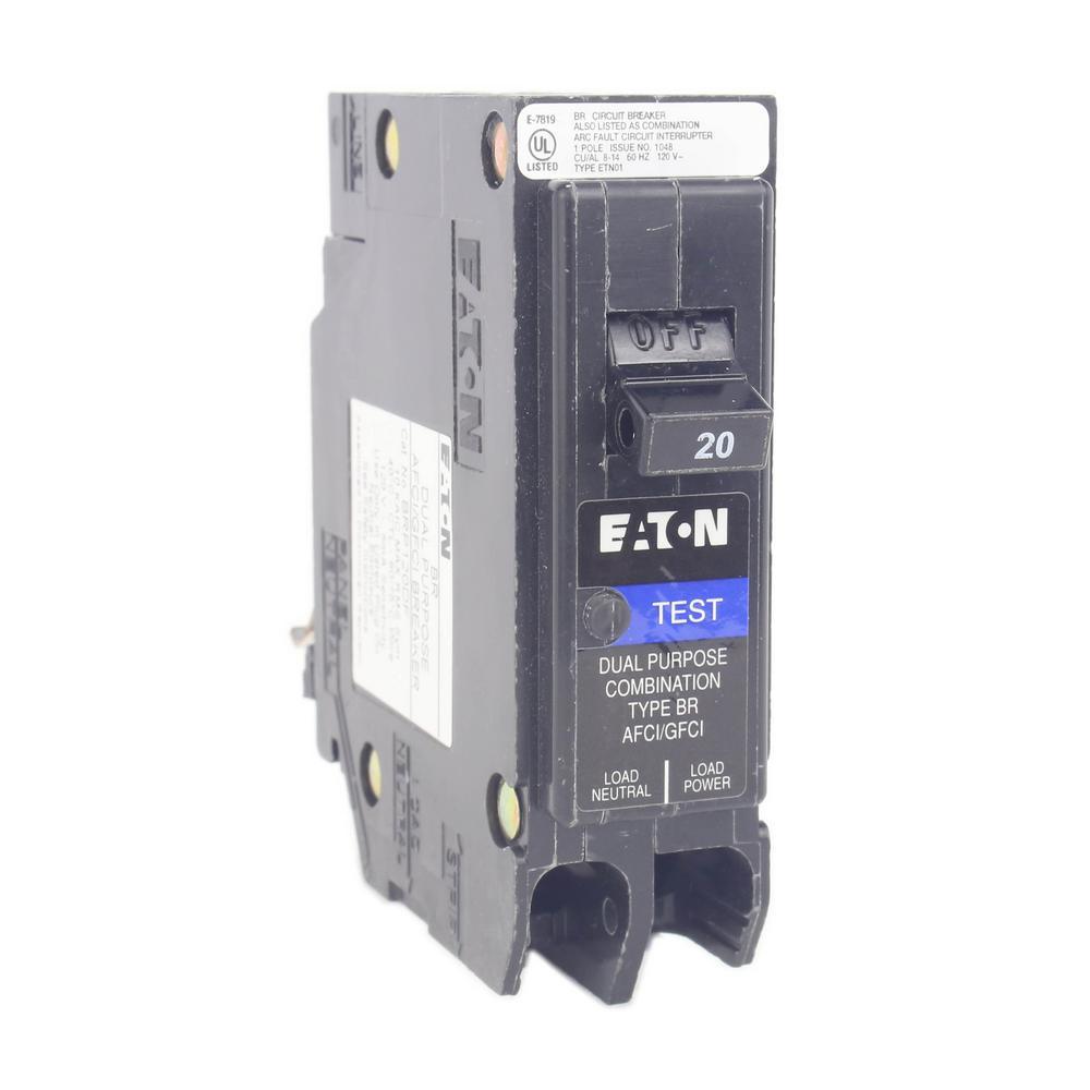 BR 20 Amp 1-Pole Dual Function (Arc Fault/Ground Fault) Plug-On Neutral Circuit Breaker - Super Arbor