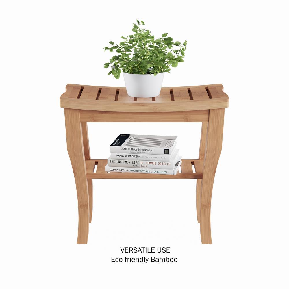 10 in. W x 19 in. L x 17.6 in. H Bamboo Shower Bench with Shelf - Super Arbor