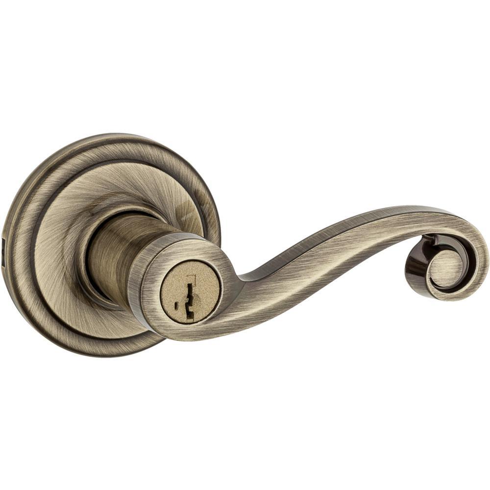 Lido Satin Nickel Exterior Entry Door Lever featuring SmartKey Security - Super Arbor