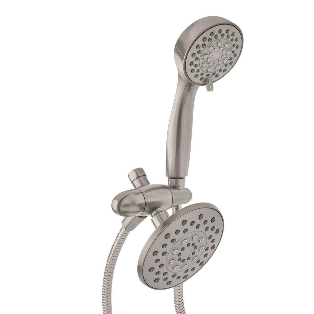 6-spray 5.51 in. Dual Shower Head and Handheld Shower Head in Chrome - Super Arbor