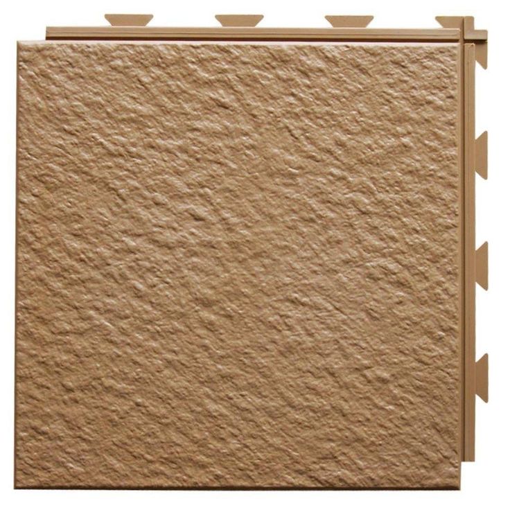 Greatmats Hiddenlock Slate Top Tan 12 in. x 12 in. x 0.25 in. PVC Plastic Interlocking Basement Floor Tile (Case of 20)