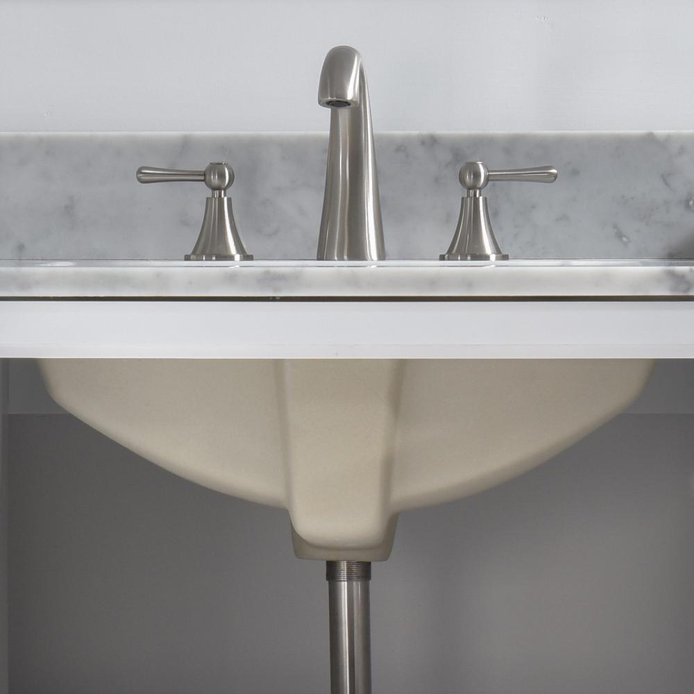 Harlow 61 in. W x 22 in. D Single Basin Carrara Marble Vanity Top in Carrara White with White Vitreous China Basin - Super Arbor
