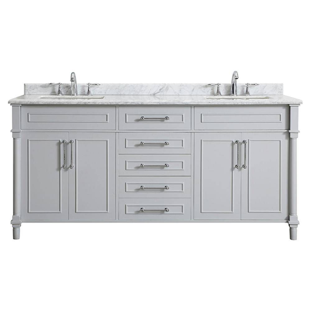 Aberdeen 60 in. W x 22 in. D Vanity in Black with Carrara Marble Top with White Sinks - Super Arbor