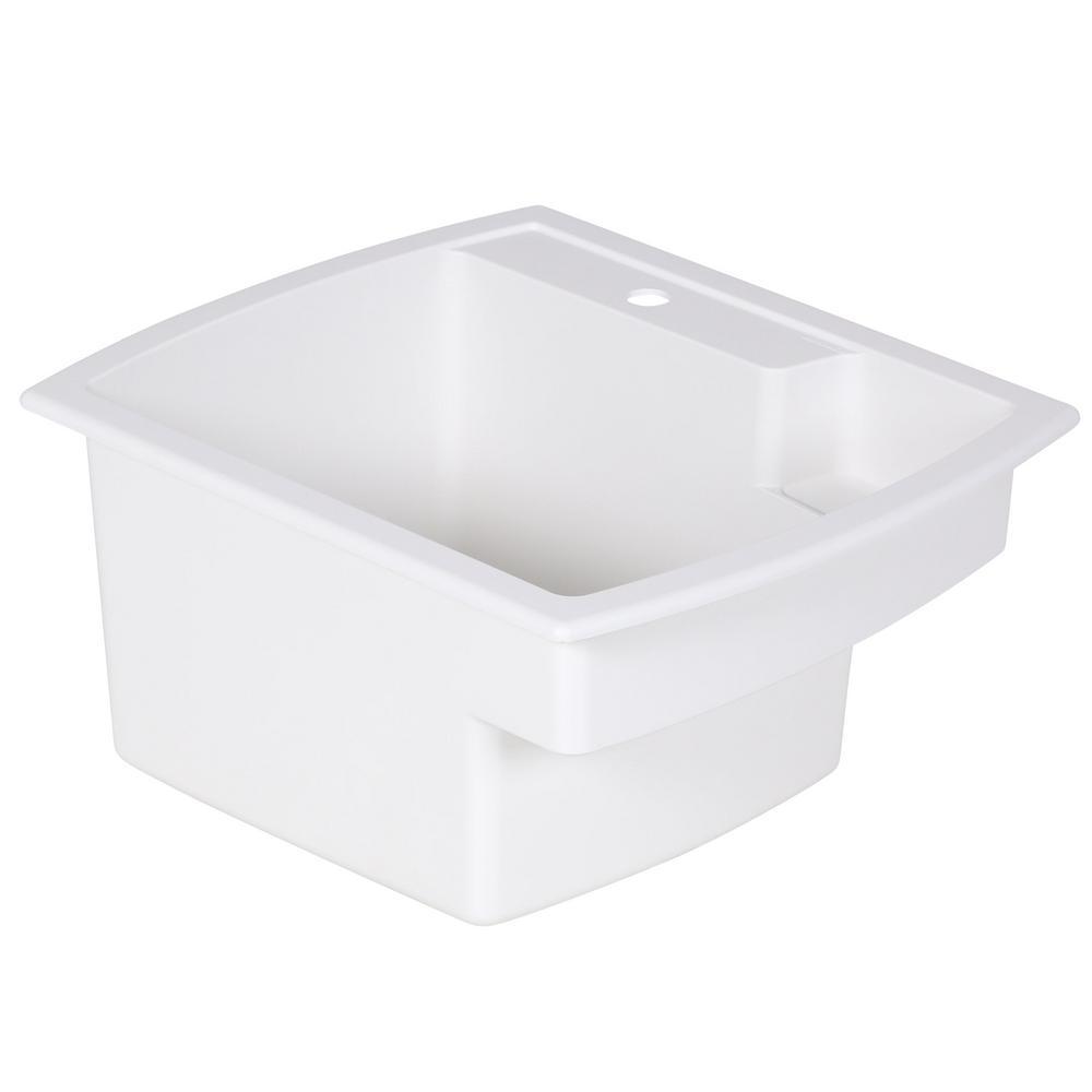 Latitude 25 in. x 22 in. Vikrell Self-Rimming Utility Sink in White - Super Arbor