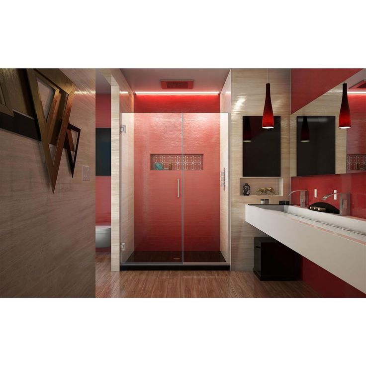 DreamLine Unidoor Plus 45.5–46 in. W x 72 in. H Frameless Hinged Shower Door, Brushed Nickel