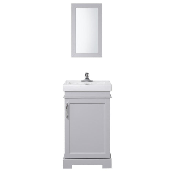 Vanity Art Hallcrest 20 in. W x 16 in. D Vanity in Misty Grey with Integrated Vanity Top in White with White Sink and Mirror