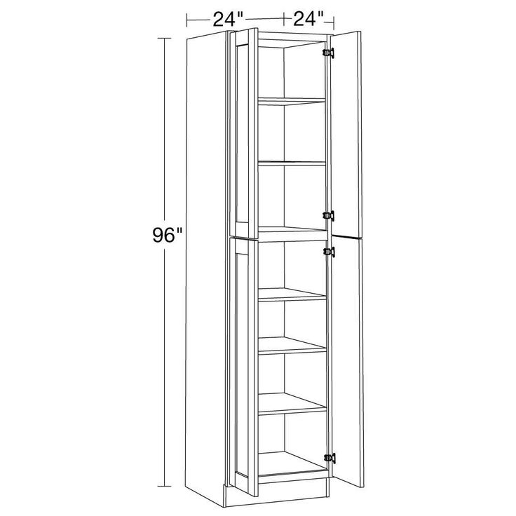 Home Decorators Collection Washington 24 in. W x 24 in. D x 96 in. H Assembled Plywood Pantry Kitchen Cabinet in Onyx with Soft Close