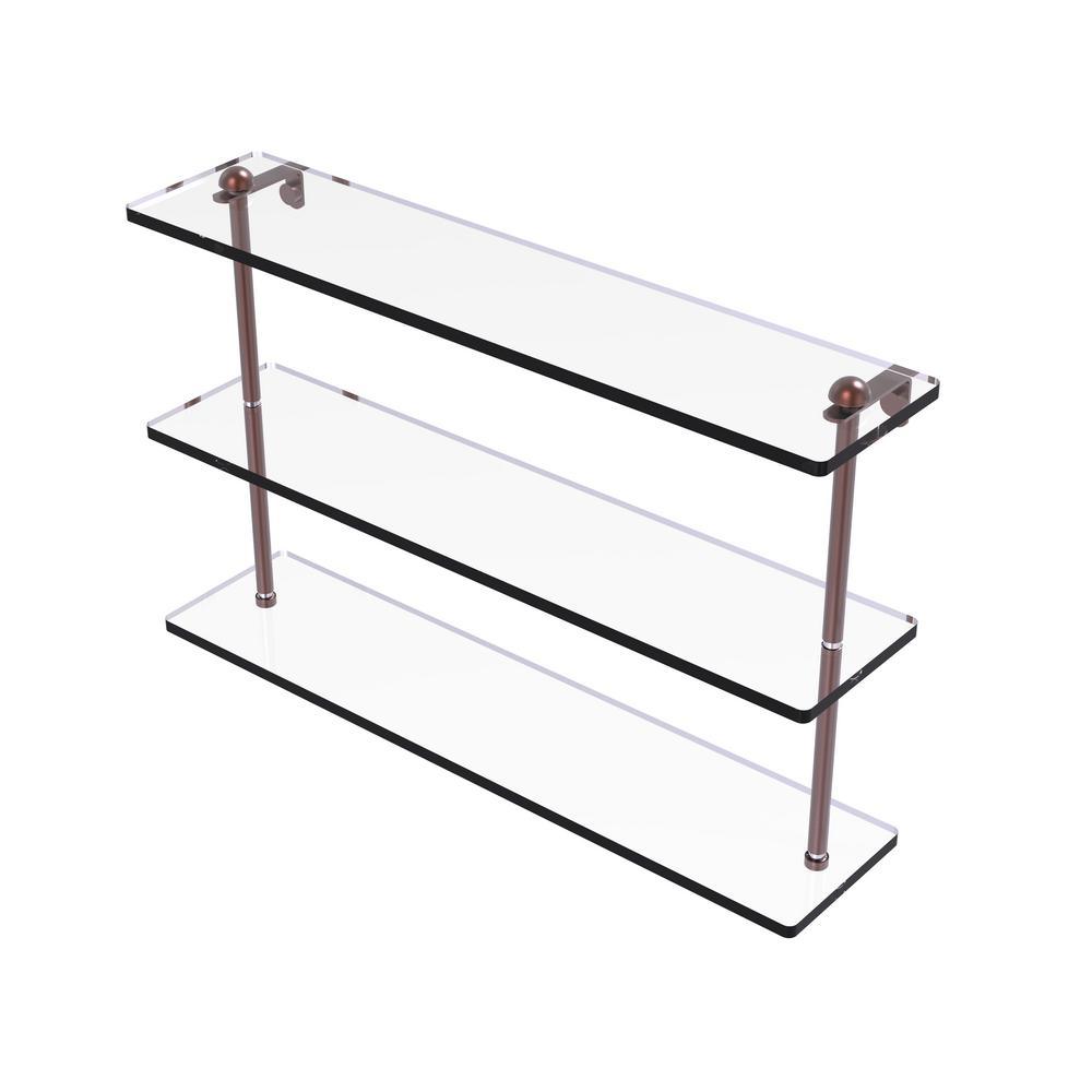 22 in. Triple Tiered Glass Shelf in Satin Nickel - Super Arbor