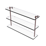 22 in. Triple Tiered Glass Shelf in Satin Nickel - Super Arbor