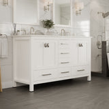 Eviva Aberdeen 60 in. W x 22 in. D x 35 in. H Double Bath Vanity in Gray with White Carrara Marble Top with White Sinks