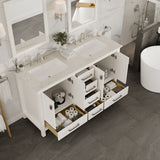 Eviva Aberdeen 60 in. W x 22 in. D x 35 in. H Double Bath Vanity in Gray with White Carrara Marble Top with White Sinks