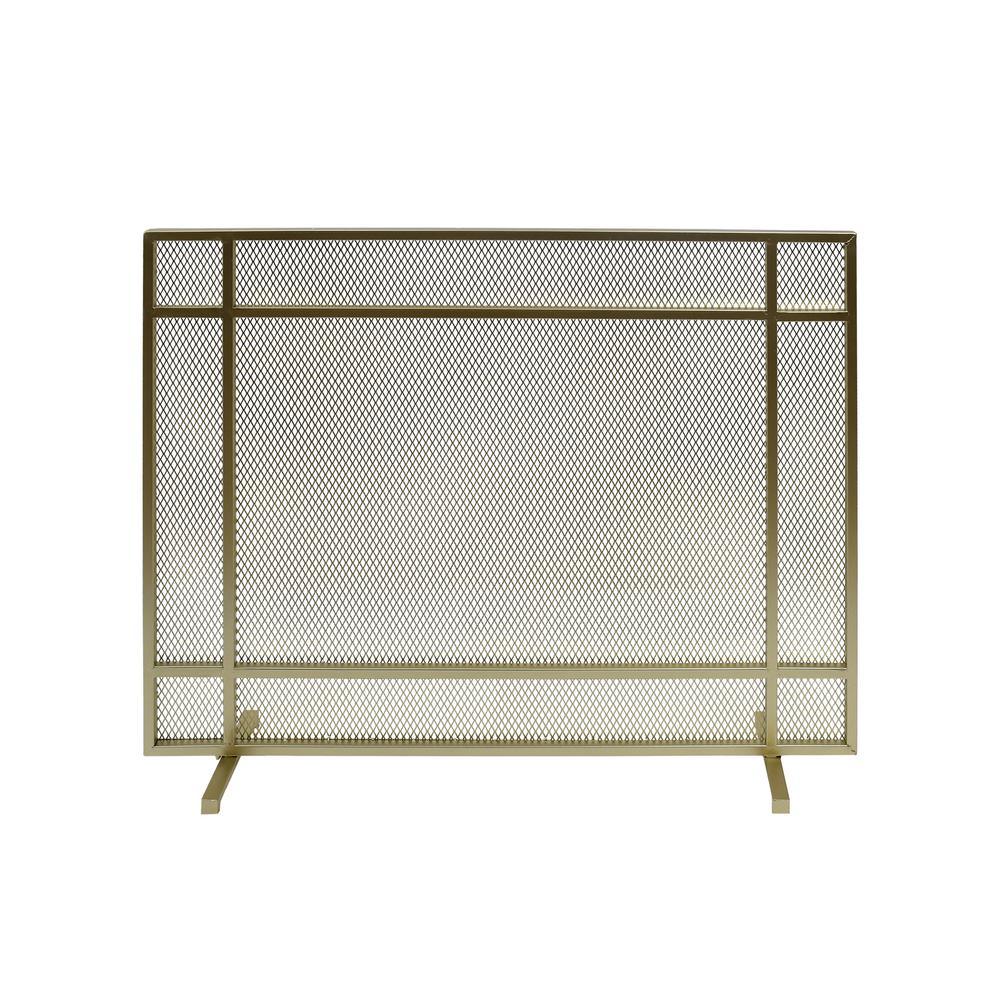 Cabarrus Modern Gold Single Panel Iron Fire Screen - Super Arbor