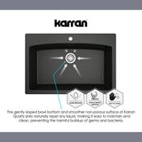 Drop-In Quartz Composite 33 in. 1-Hole Single Bowl Kitchen Sink in Black - Super Arbor