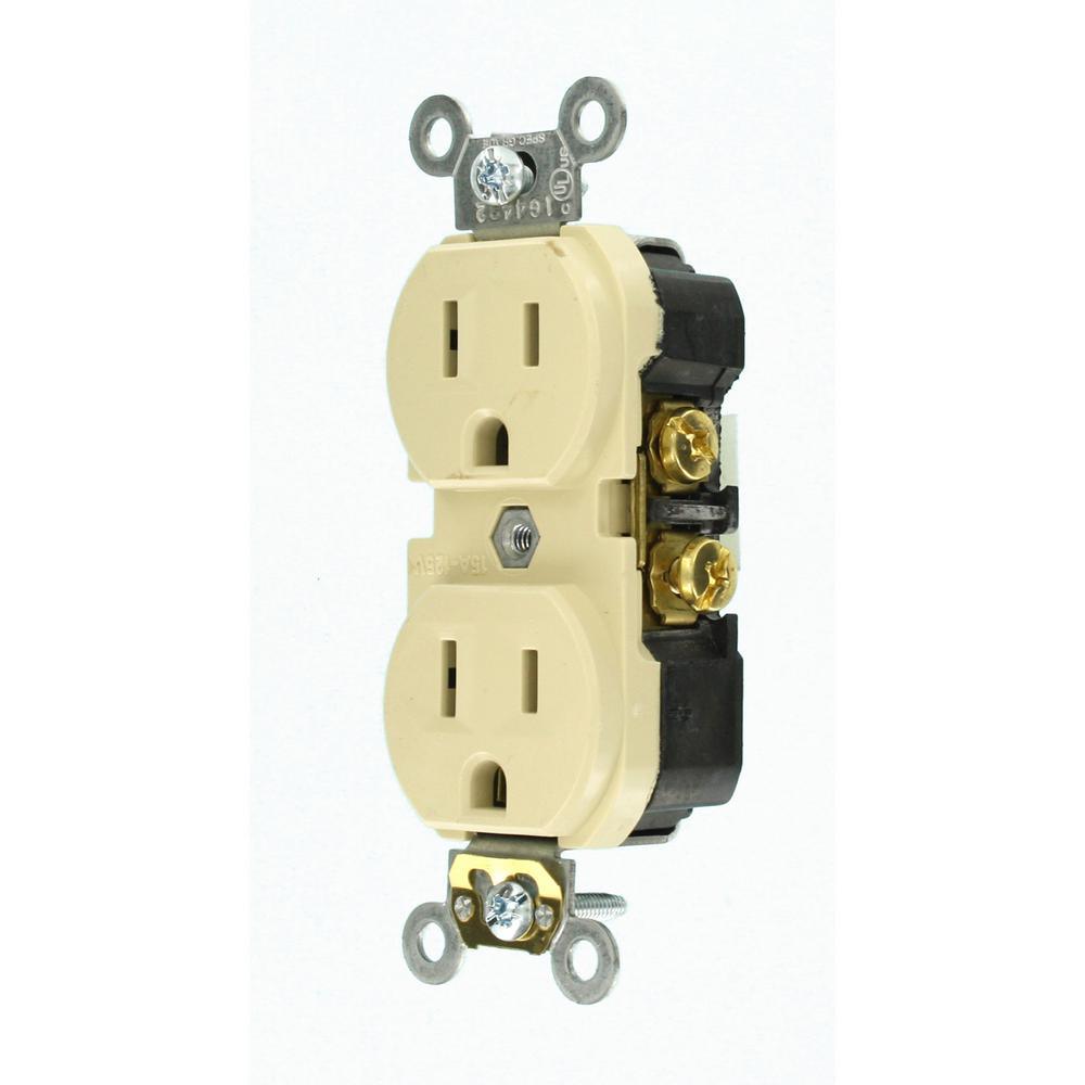 15 Amp Commercial Grade Duplex Outlet, Ivory - Super Arbor