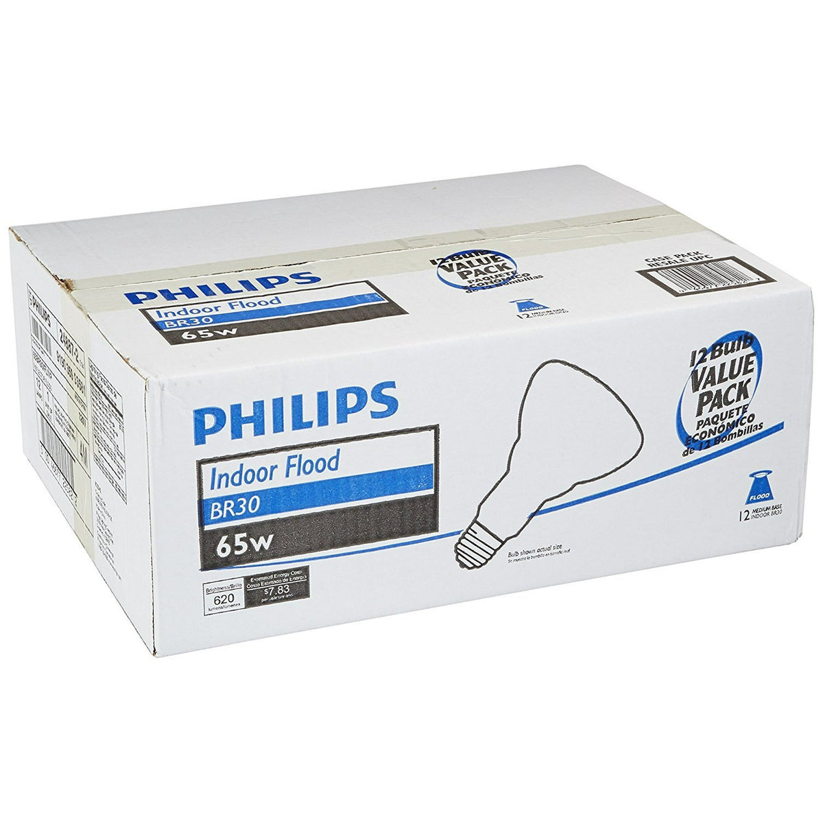 Philips 65-Watt Incandescent BR30 Flood Light Bulb, Soft White 2700K, 12-Pack