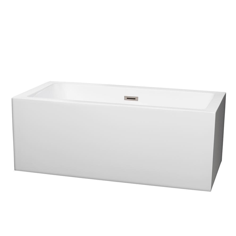 Melody 59.5 in. Acrylic Flatbottom Bathtub in White with Matte Black Trim - Super Arbor