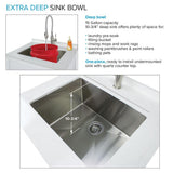 All-in-One 29 in. x 25.5 in. Stainless Steel Quartz Undermount Laundry/Utility Sink and Cabinet with Faucet in White - Super Arbor
