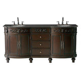 Chelsea 72 in. W Double Bath Vanity in Antique Cherry with Granite Vanity Top in Black - Super Arbor