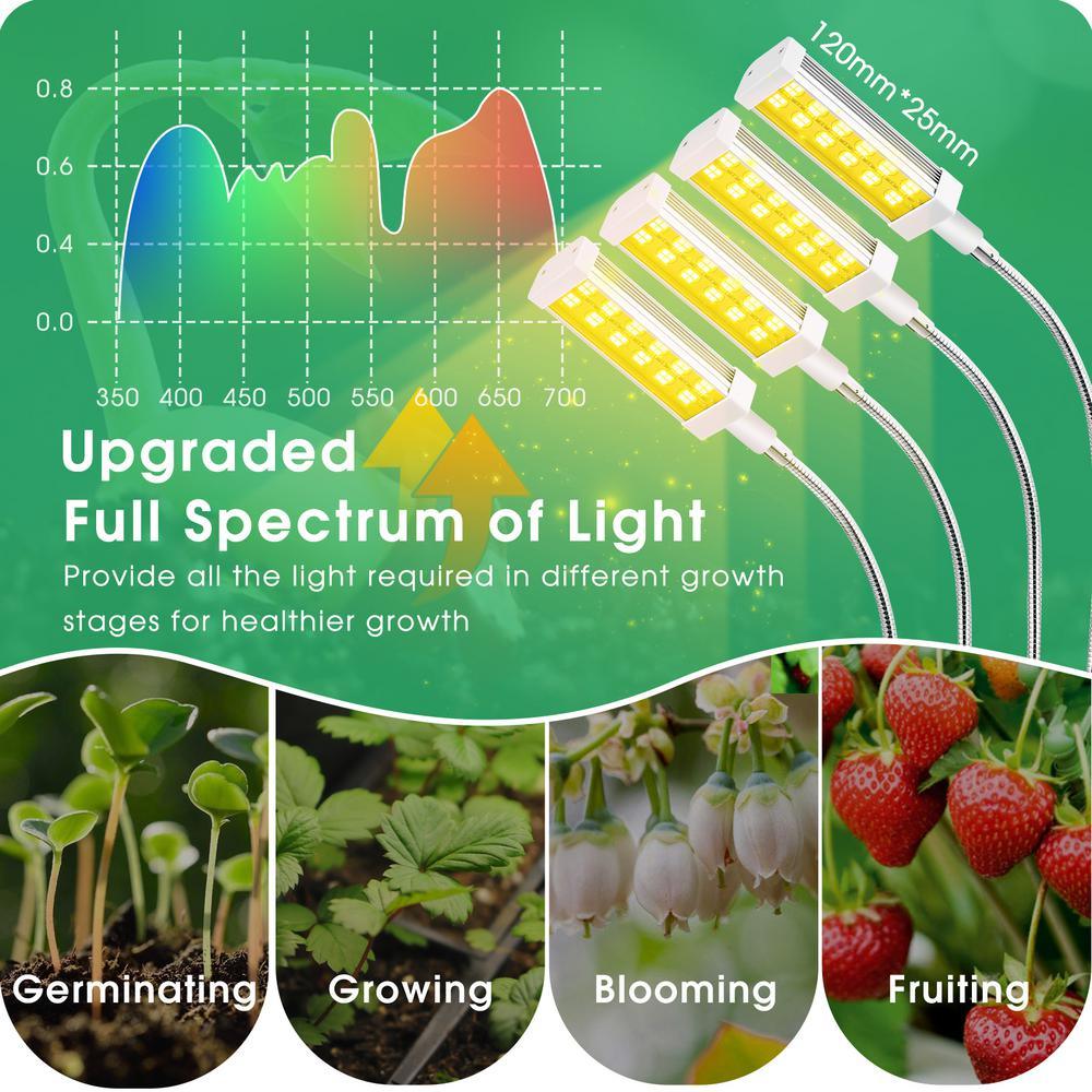 4-Light 96-Watt Full Spectrum LED Grow Light with Adjustable Gooseneck and Desk Clip - Super Arbor