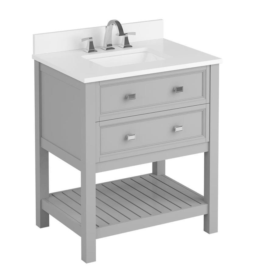 allen + roth Canterbury 30-in White Single Sink Bathroom Vanity with White Engineered Stone Top - Super Arbor