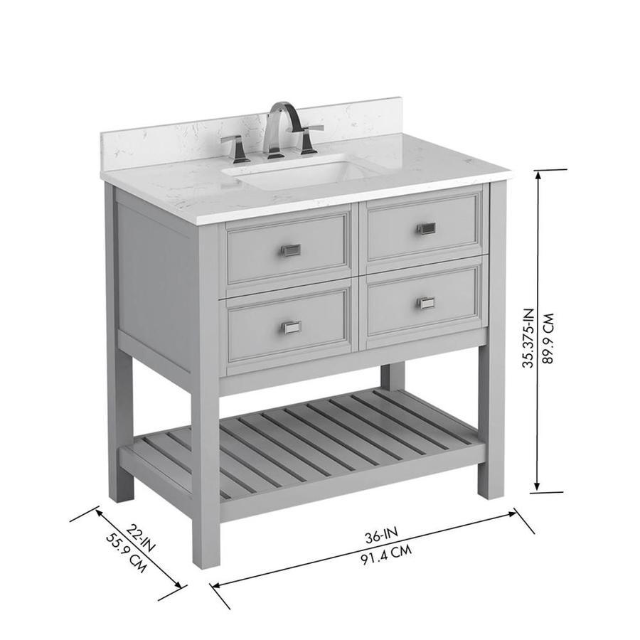 allen + roth Canterbury 36-in White Single Sink Bathroom Vanity with Carrara Engineered Stone Top - Super Arbor