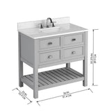 allen + roth Canterbury 36-in White Single Sink Bathroom Vanity with Carrara Engineered Stone Top - Super Arbor