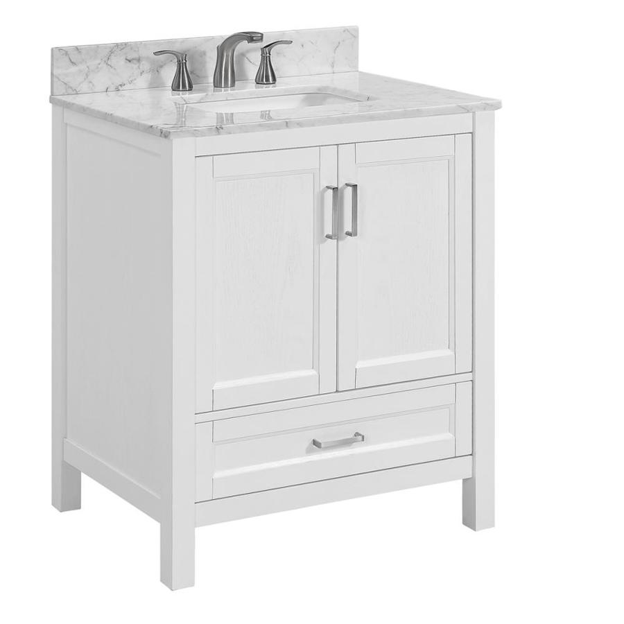 Durham 30-in Light Gray Single Sink Bathroom Vanity with Carrara Natural Marble Top - Super Arbor