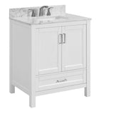 Durham 30-in Light Gray Single Sink Bathroom Vanity with Carrara Natural Marble Top - Super Arbor