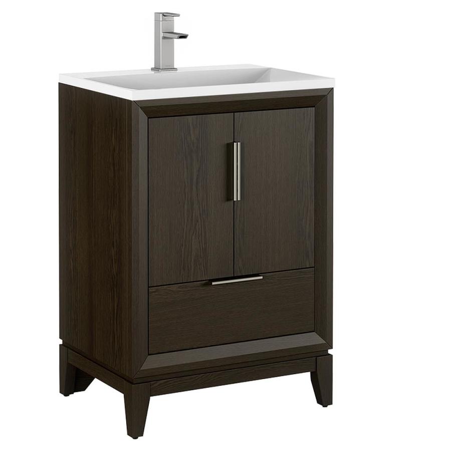 Scott Living Robinson 24-in Light Gray Single Sink Bathroom Vanity with White Acrylic Top - Super Arbor
